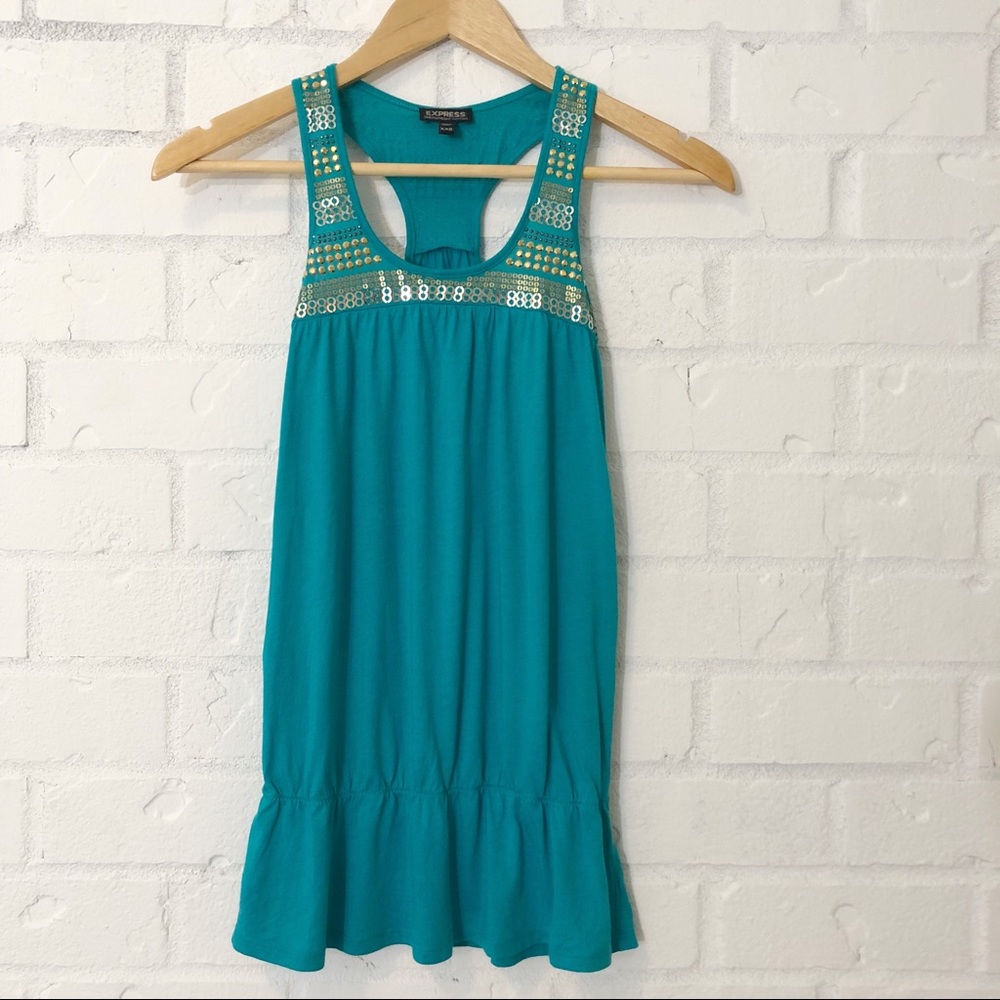 Express Sequin Racerback Tank Top